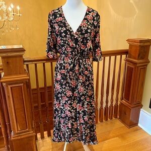 Floral Boho Feminine Ruffle Tiered Flutter Dress Sz S